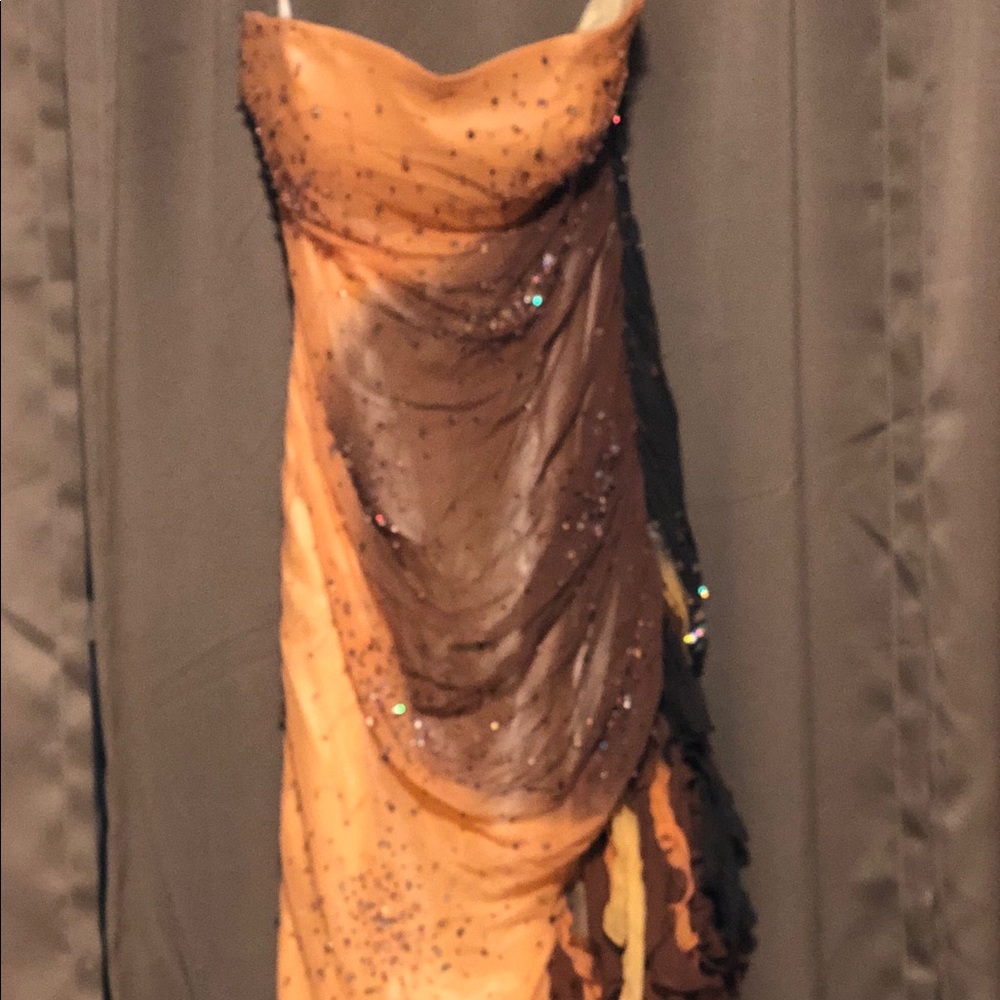 Multicolor strapless prom dress
